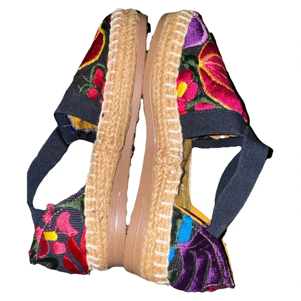 Tzotzil Espadrille Flats Embroidered Artisan Art Shoes Comfort Women's 23 US 6